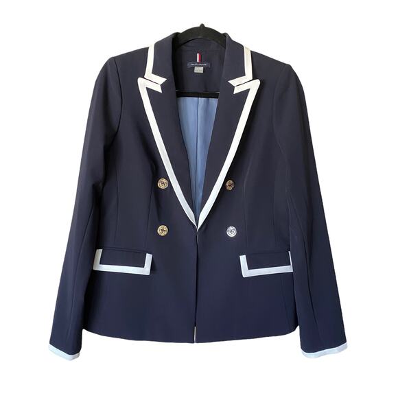 Tommy Hilfiger Faux Double Breasted Navy Nautical Blazer, Size 4 - Picture 3 of 9